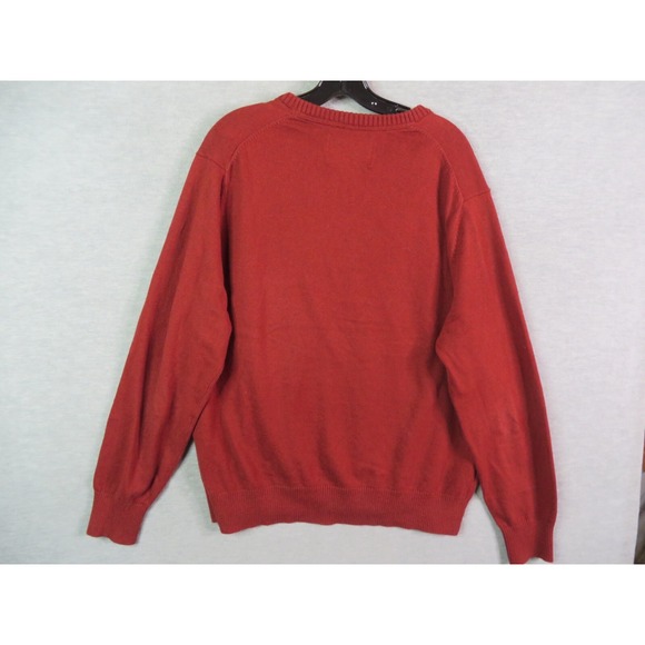 Eddie Bauer Mens Sweater XL Red Cashmere Blend V Neck Pullover Cabincore‎ Cozy - Picture 7 of 8